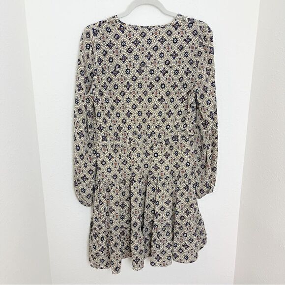 Veronica Beard Paisley Floral Long Sleeve Silk Mini Dress - Picture 3 of 7